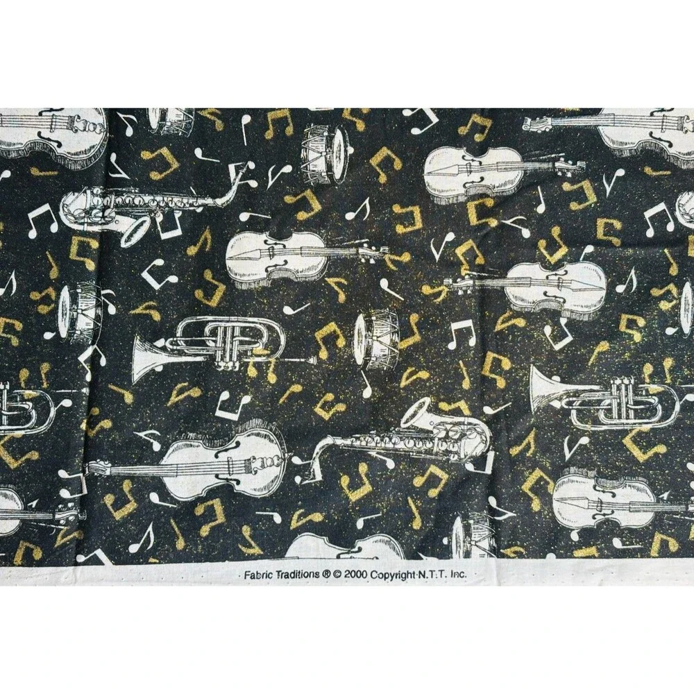 Vintage Fabric Traditions Music Instruments Cotton Fabric 25